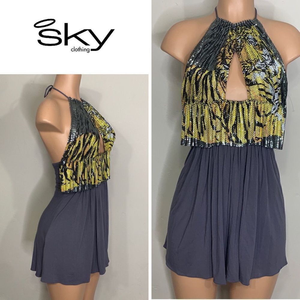 New. SKY chain mail animal print mini dress. Normally $268